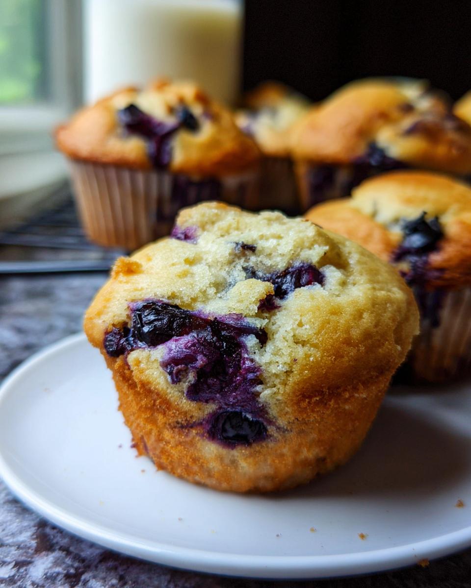 Close-up of a delicious blueberry muffin, part of cake ideas recipes meal prep that tastes great.