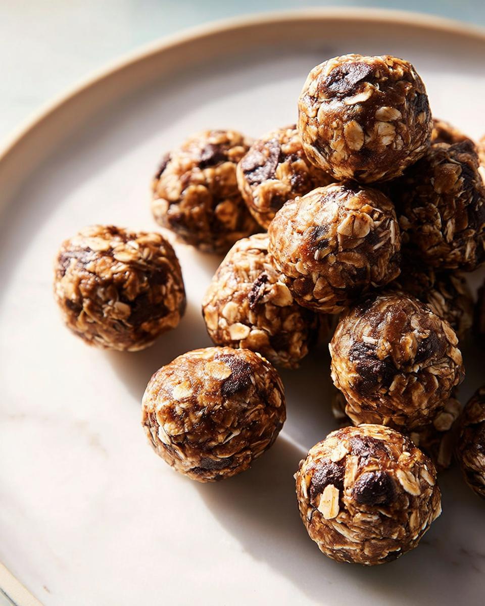 A pile of delicious chocolate chip energy balls, a perfect breakfast idea for a quick and healthy start.