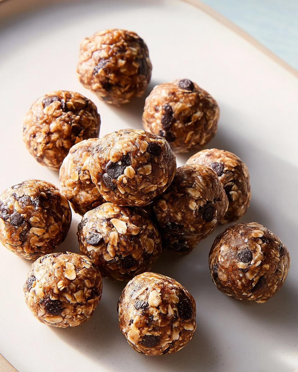 A pile of chocolate chip energy balls, a perfect breakfast idea for a quick and healthy start.