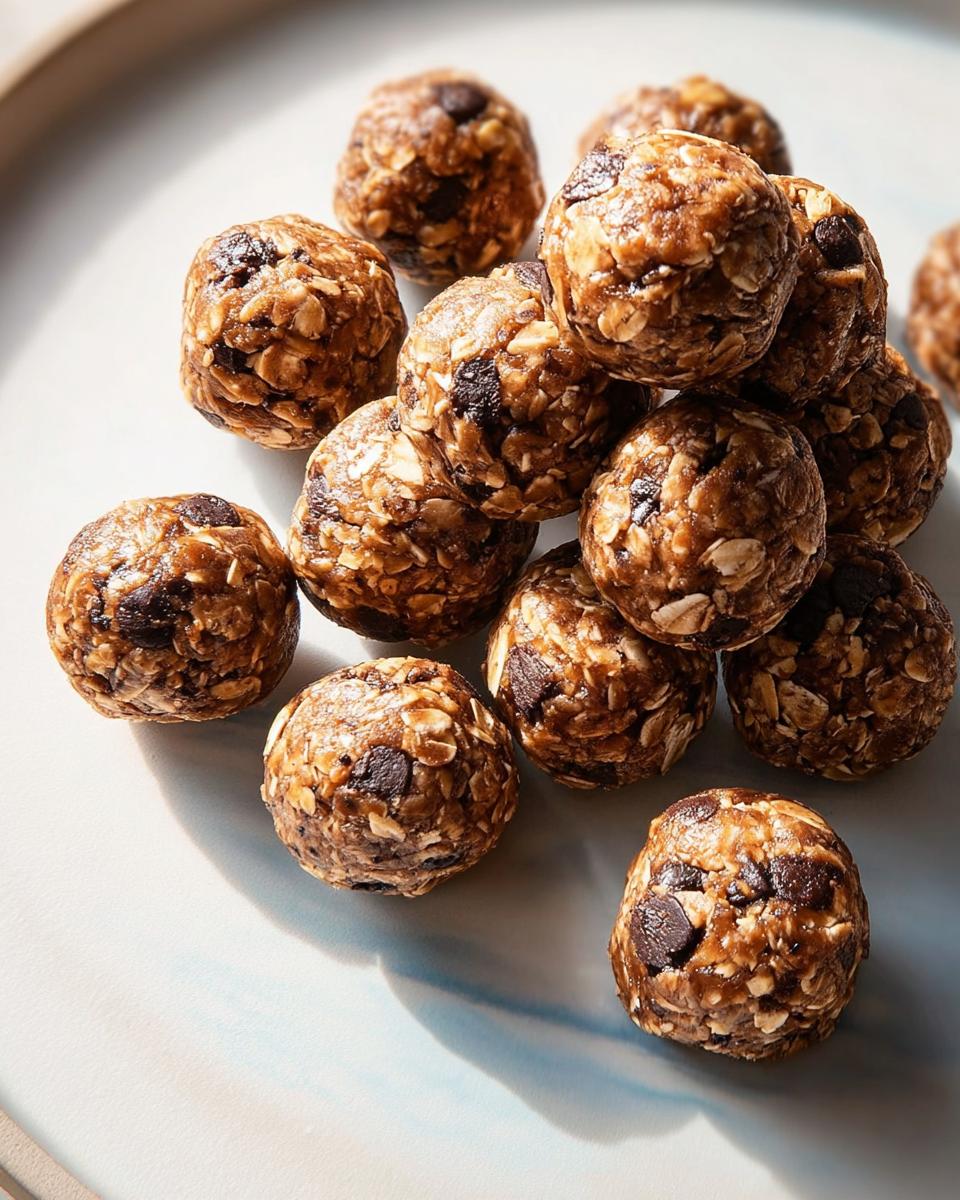 A pile of chocolate chip energy balls, a perfect addition to breakfast ideas recipes.
