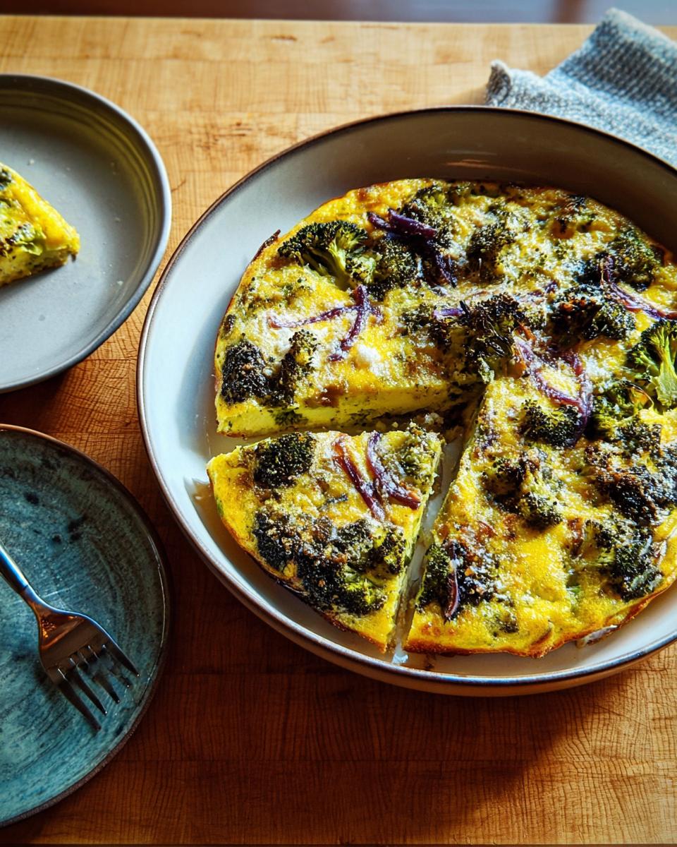 A delicious broccoli and red onion frittata, a perfect example of 25 Genius Egg Recipes for busy weeknights.