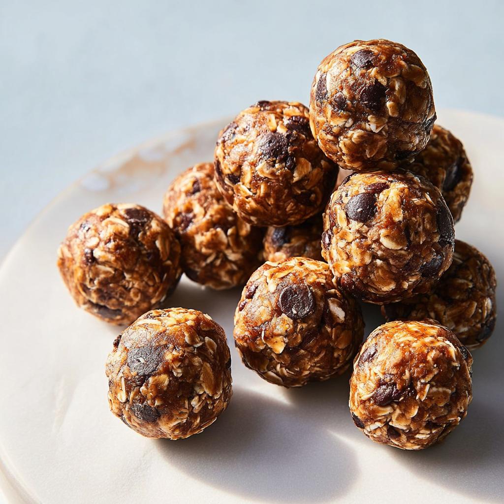 A pile of chocolate chip energy balls, a perfect addition to breakfast ideas recipes.