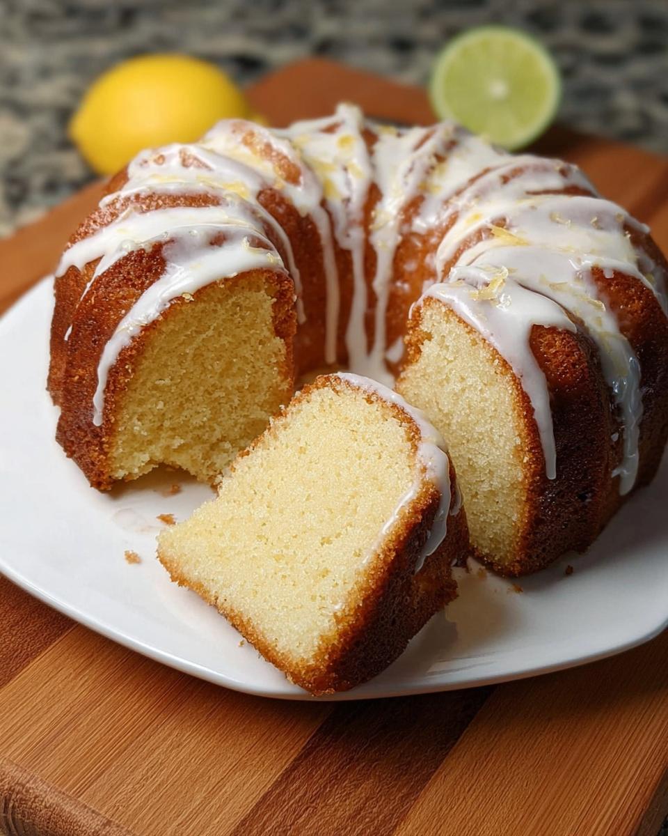 A slice of moist lemon cake with a drizzle of white glaze, part of our cake ideas recipes.