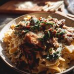 Close-up of a bowl of pasta with meat and greens, sprinkled with cheese. Part of The Only Rice Bowls Recipes Recipe You’ll Need (2025).