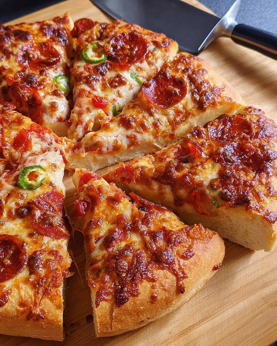 Close-up of delicious pepperoni and jalapeno pizza slices on a wooden board, perfect for pizza night.
