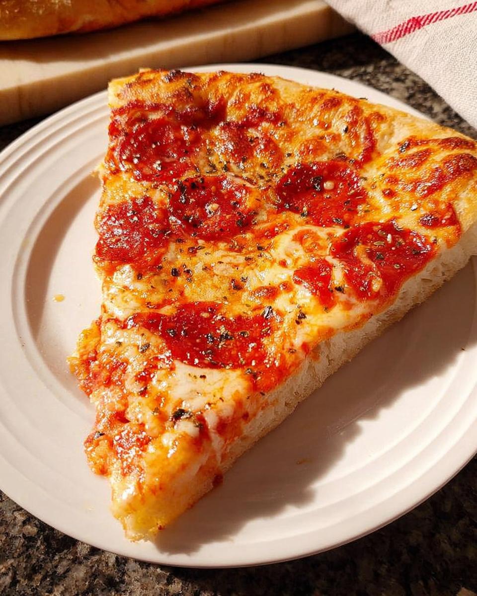 A delicious slice of pepperoni pizza, perfect for Pizza Night Recipes Meal Prep, on a white plate.
