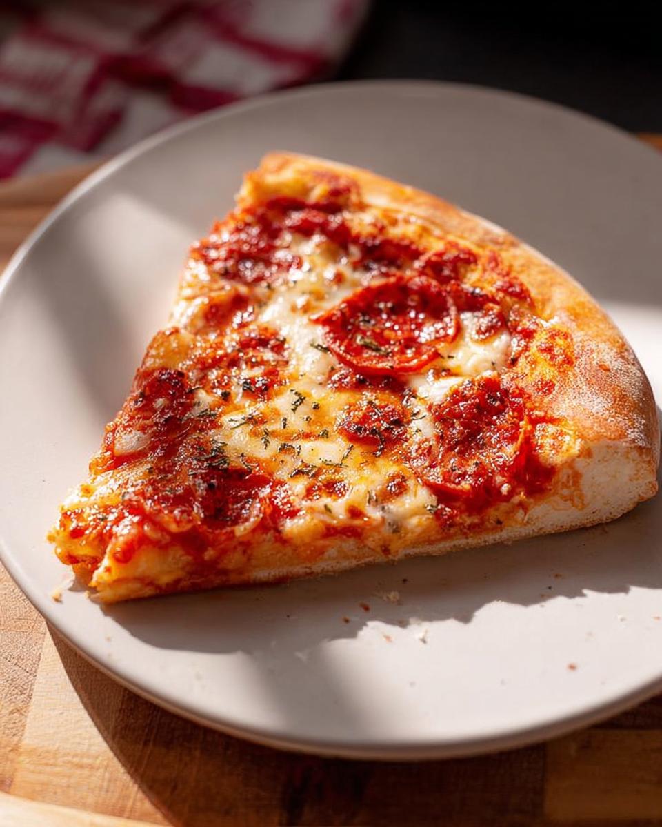 A slice of pepperoni pizza with melted cheese and herbs, perfect for Pizza Night Recipes Meal Prep.