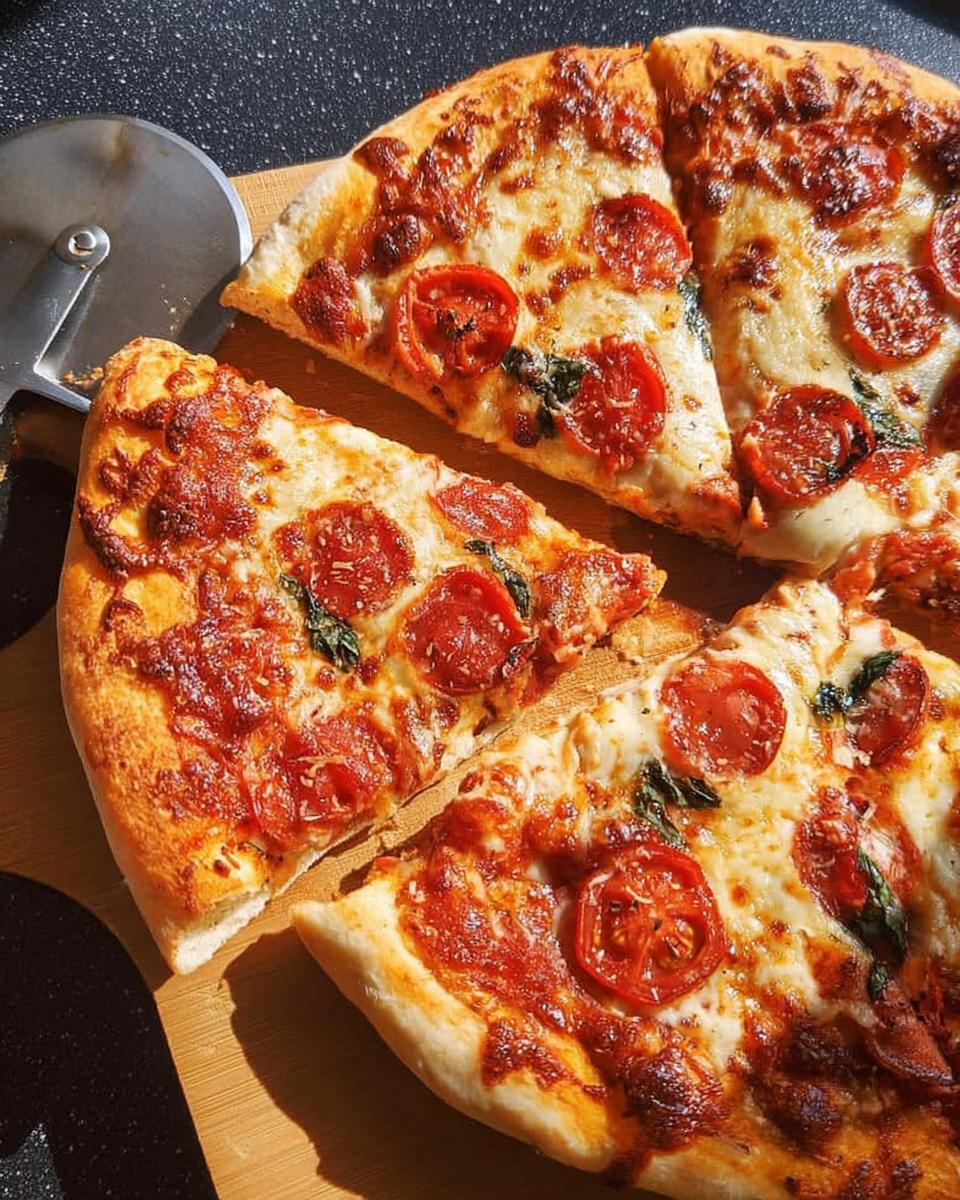 Close-up of delicious pepperoni pizza slices with melted cheese and fresh basil, perfect for pizza night.