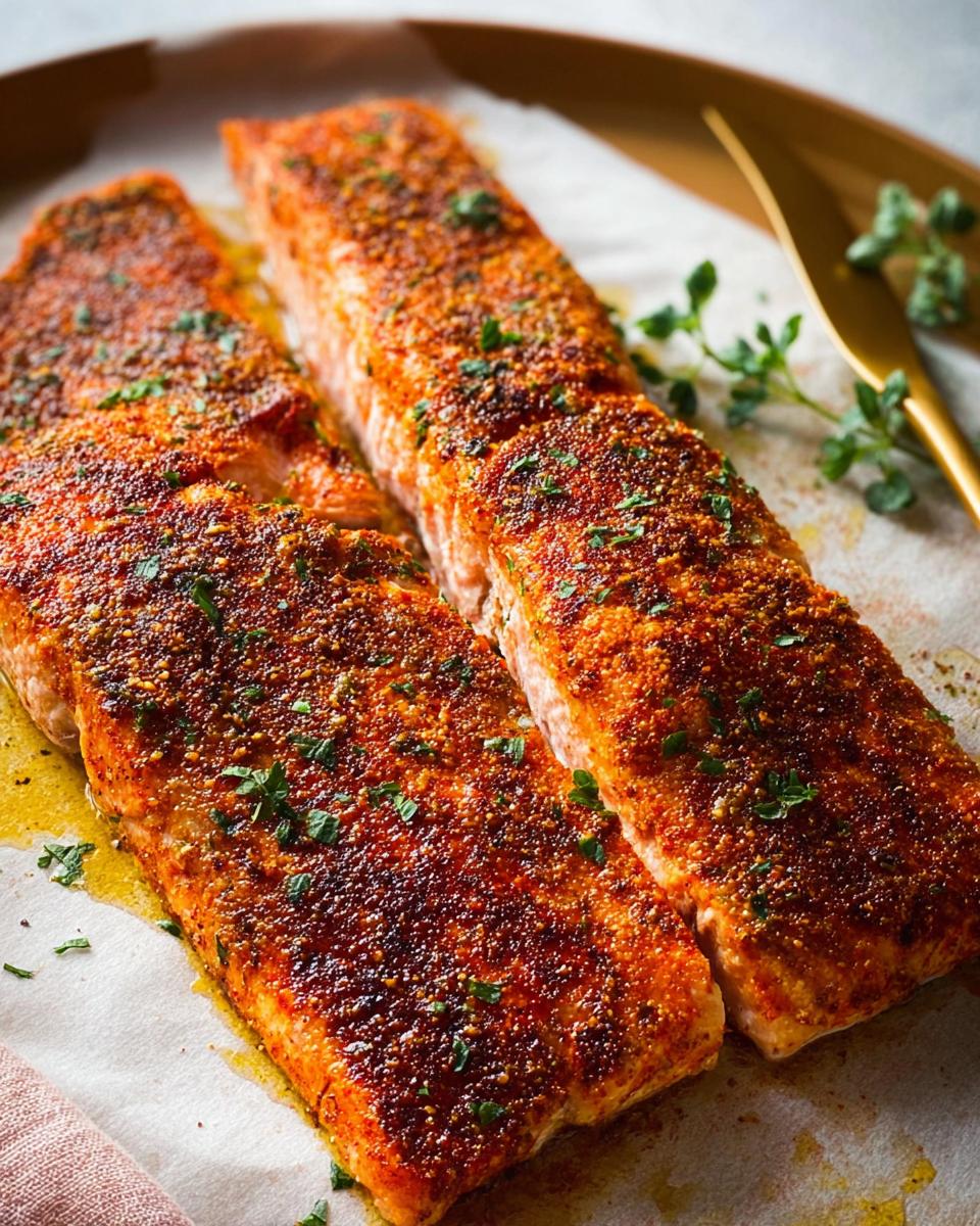 Three seasoned salmon fillets, baked to perfection, ready for quick salmon recipes.