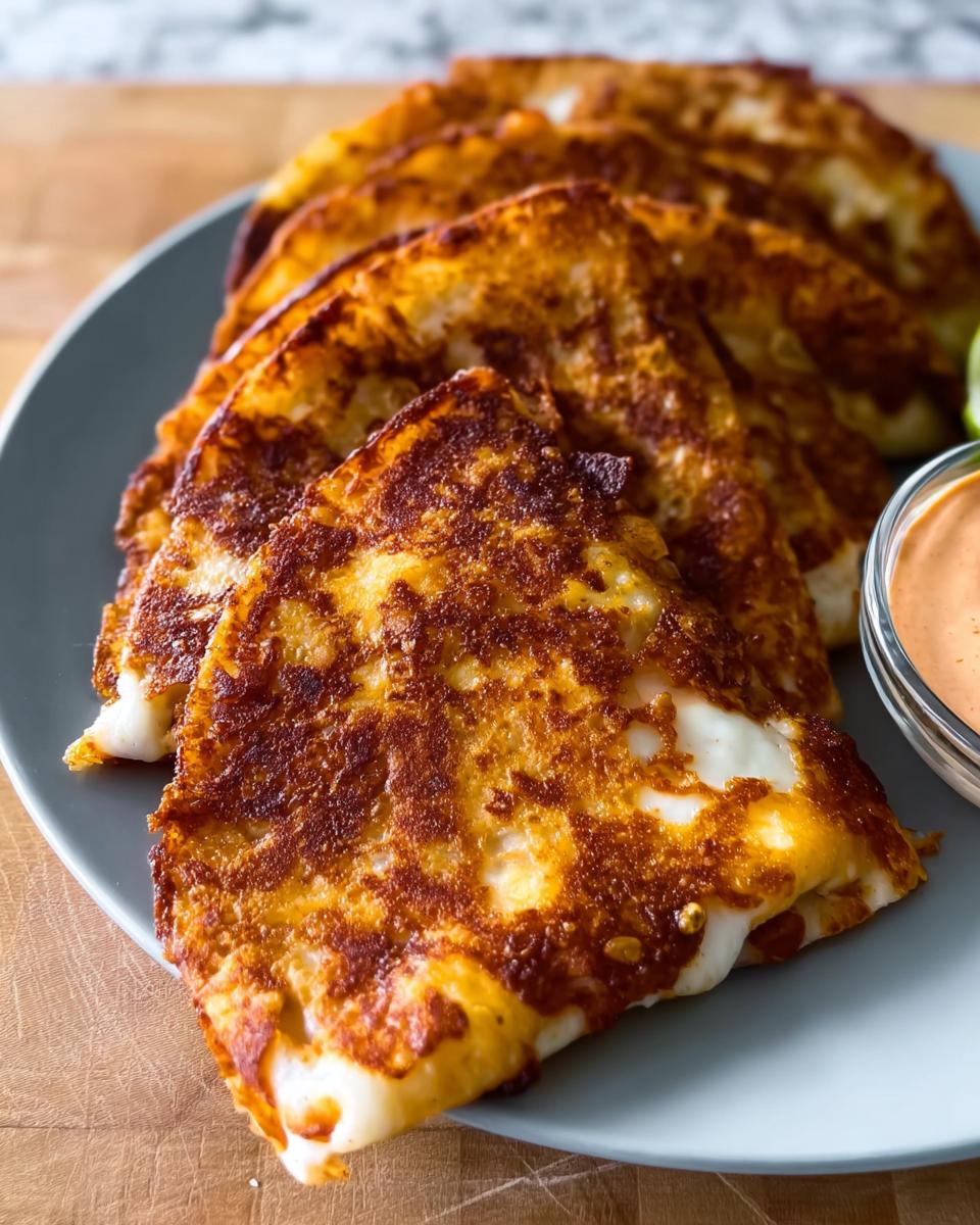 Golden brown, crispy quesadillas served on a gray plate, perfect for Restaurant-Style Taco Tuesday Recipes at Home.