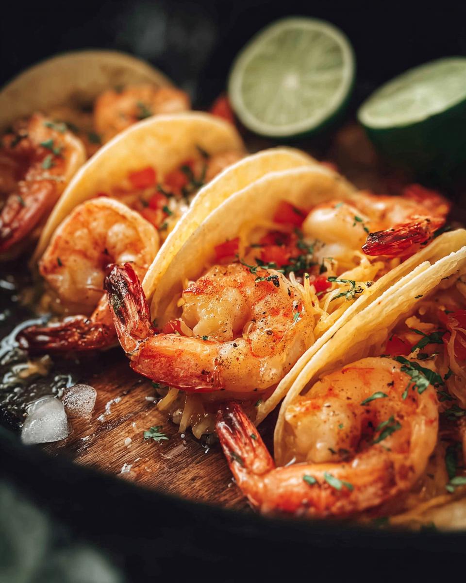 Close-up of flavorful shrimp tacos, a quick and easy shrimp recipe perfect for weeknights.