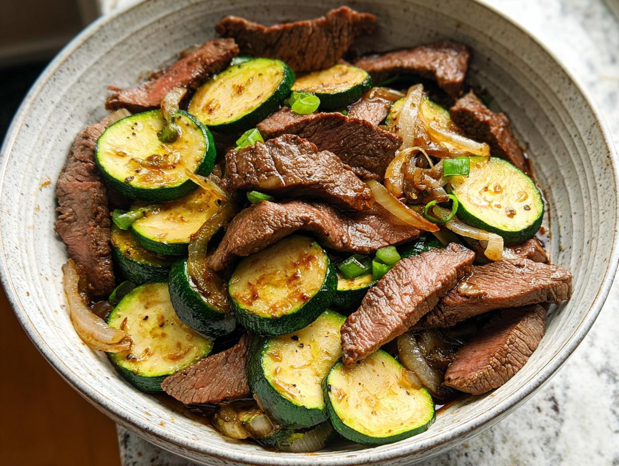 Cozy Grilled Steak Bowl with Zucchini - Featured