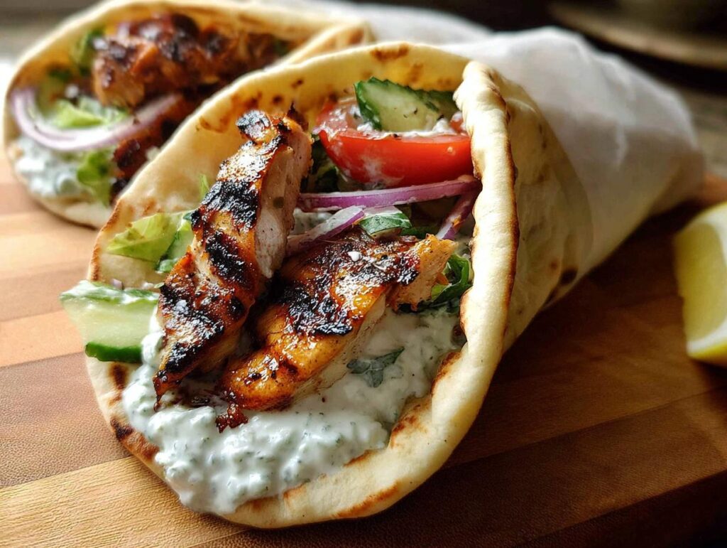 Mediterranean Chicken Gyros with Creamy Feta Tzatziki - Featured