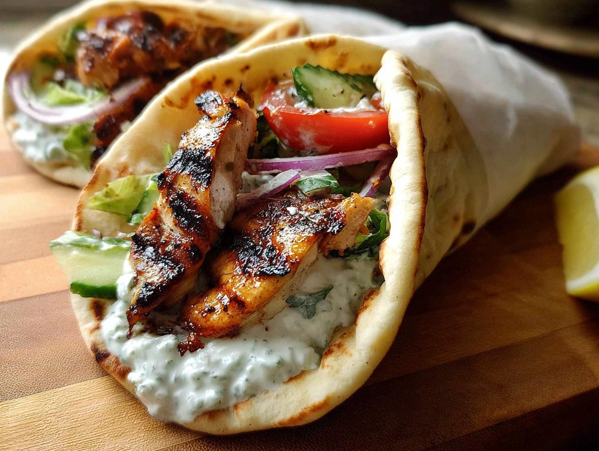 Mediterranean Chicken Gyros with Creamy Feta Tzatziki - Featured