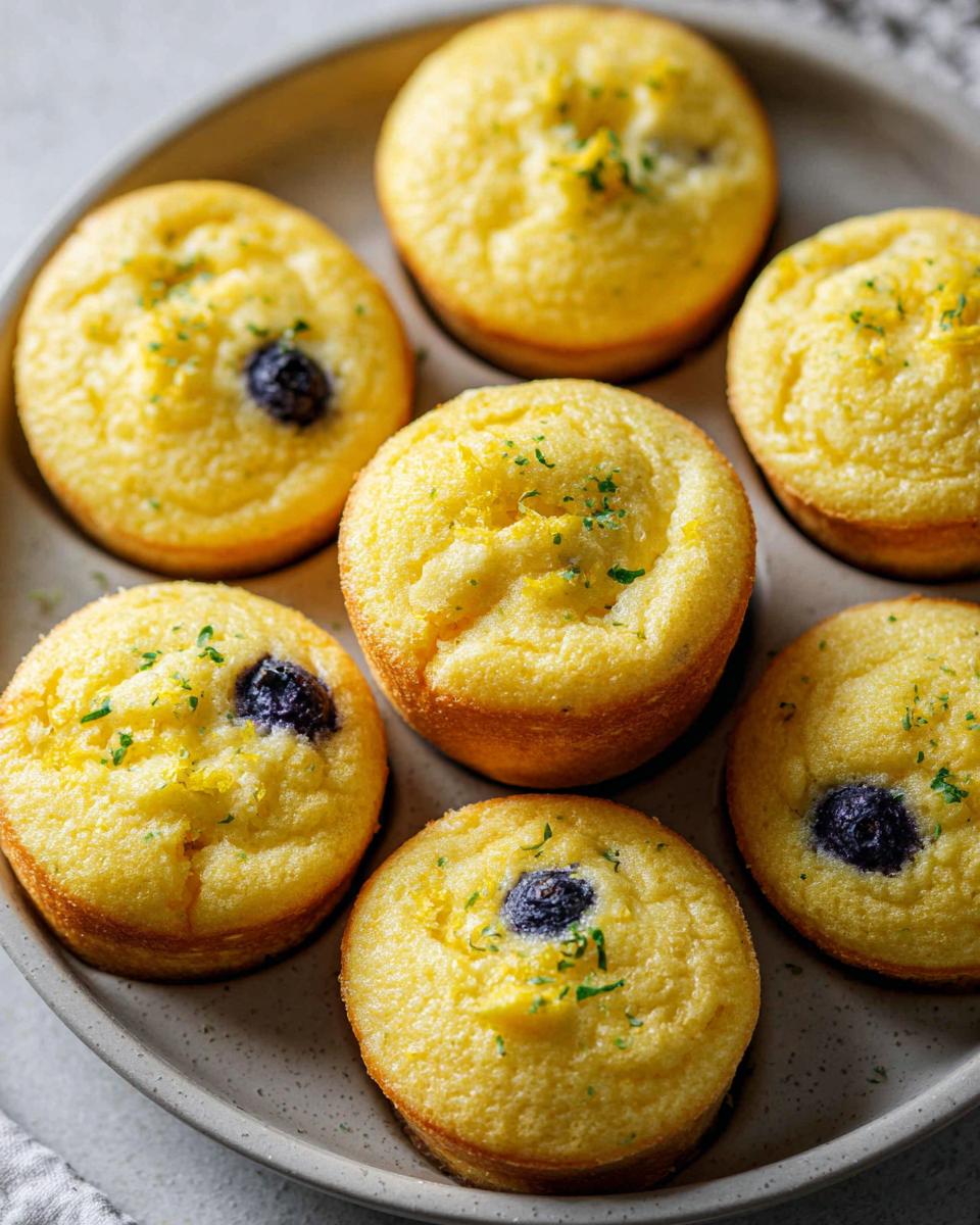 Close-up of golden-brown Blueberry and Lemon Zest Cottage Cheese Bites topped with lemon zest and parsley.