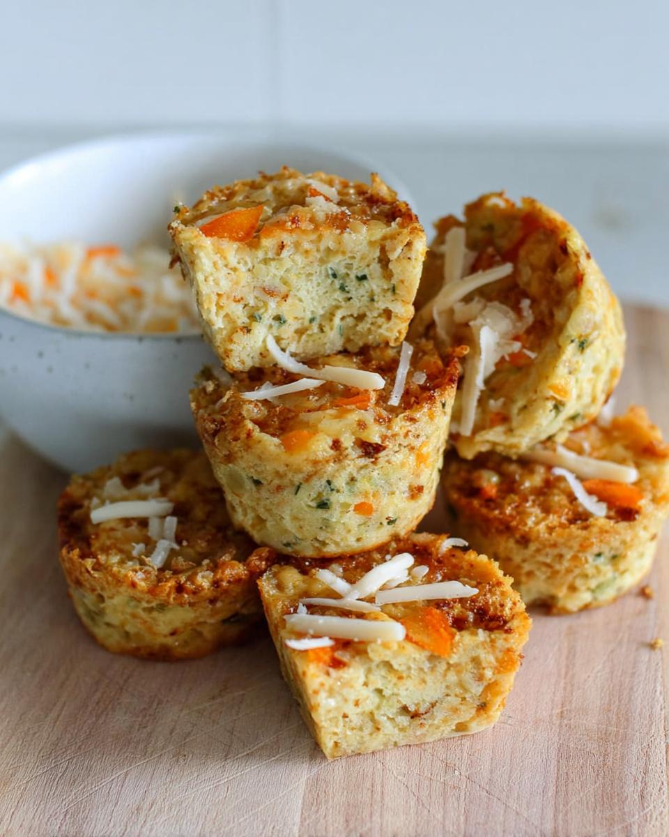 A stack of golden brown Cinnamon Apple Cottage Cheese Bites, topped with shredded cheese.