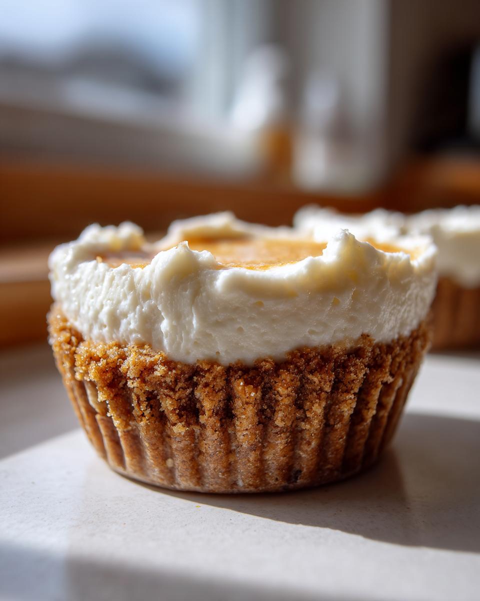 Close-up of a no-bake cheesecake cup with a graham cracker crust and creamy white filling, perfect for Fourth of July desserts.