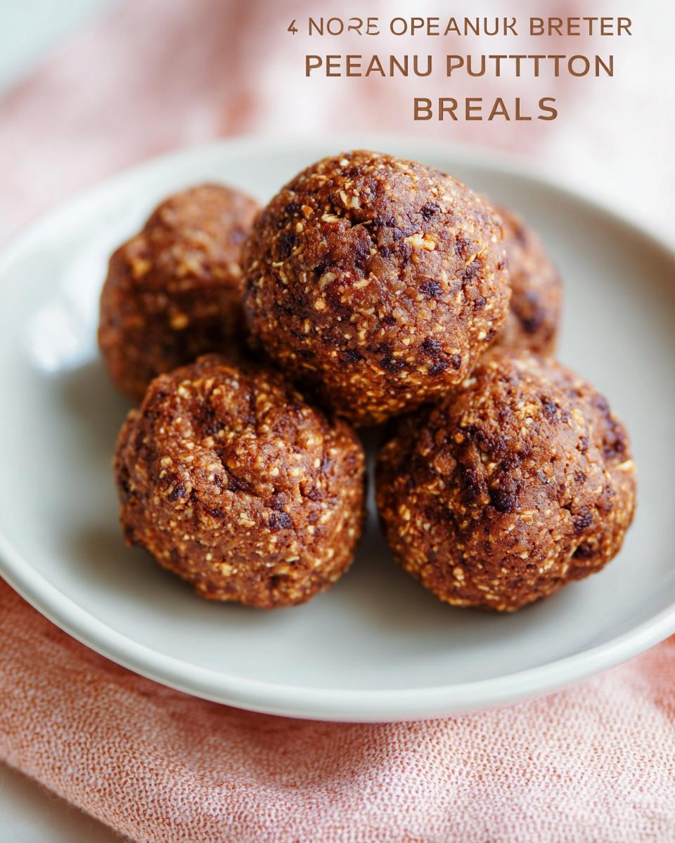 A close-up of No-Bake Chocolate Peanut Butter Protein Balls on a light grey plate with a pink textured cloth.