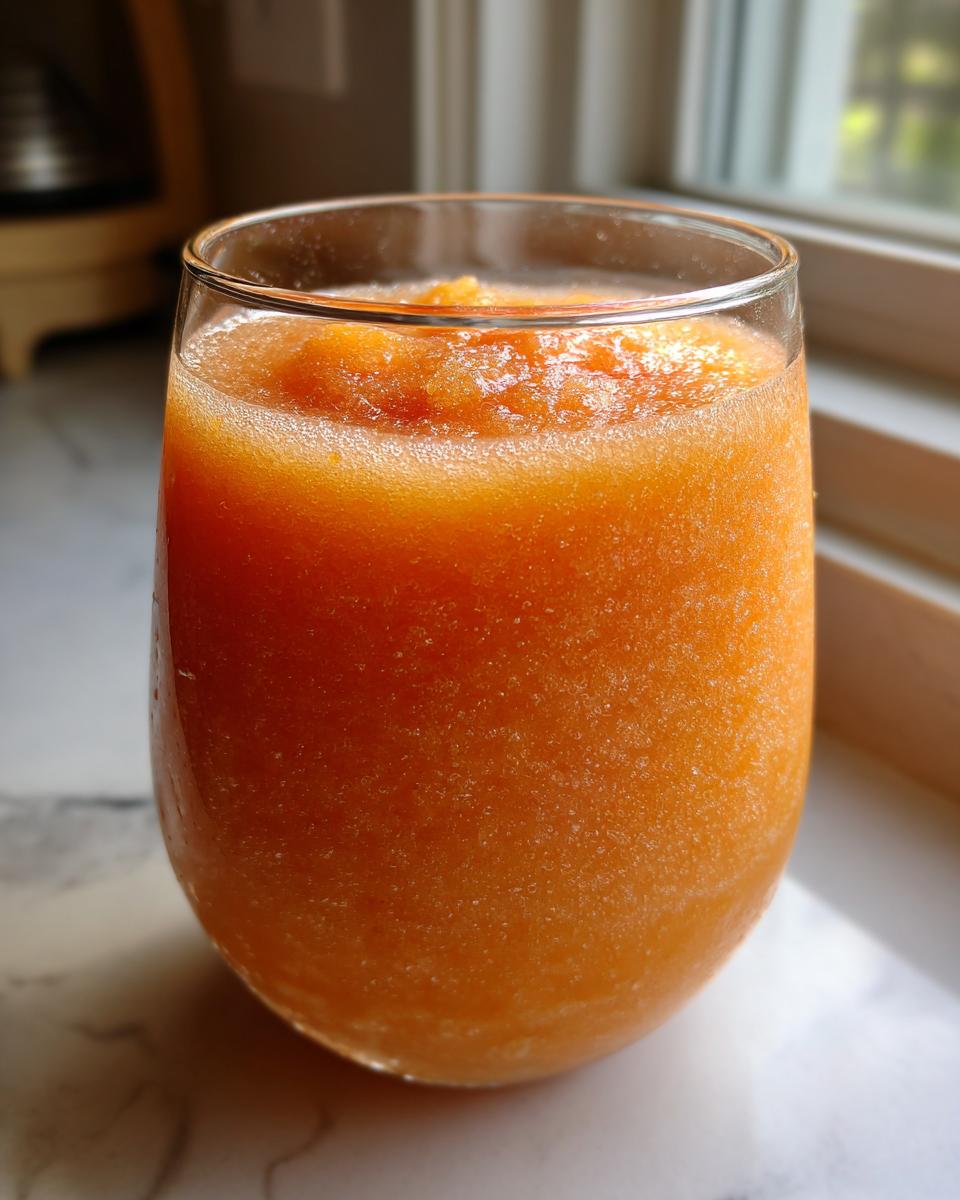 A refreshing glass of peach iced tea slush, perfect for hot afternoons.